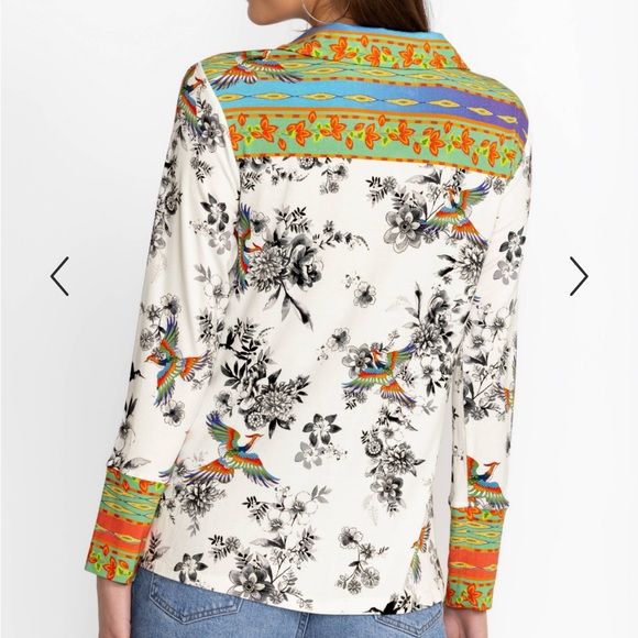 Johnny Was Dreamer Garden Split Front Henley Tee - Picture 2 of 13